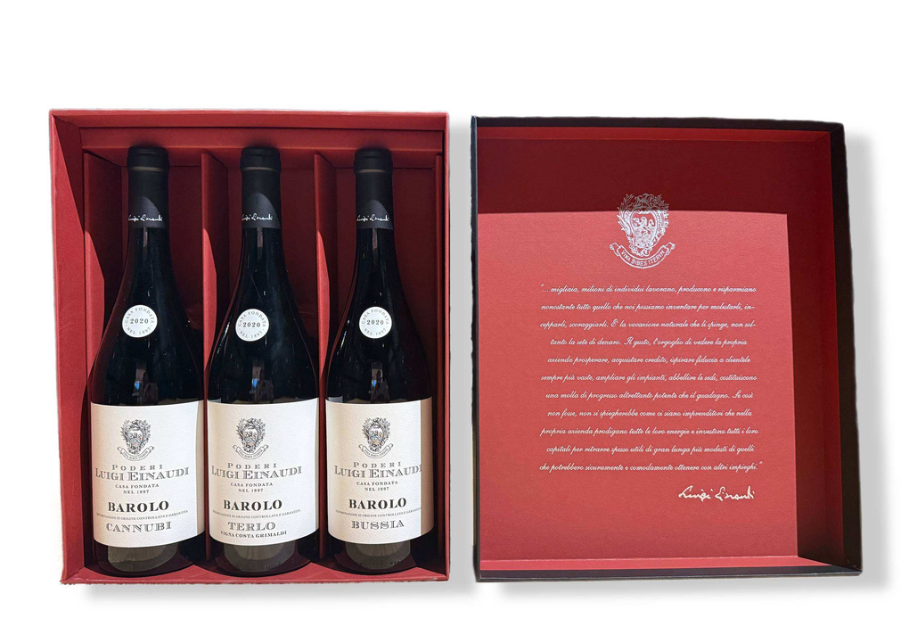 PODERI LUIGI EINAUDI — COFANETTO BAROLO BUSSIA, CANNUBI E TERLO 2020